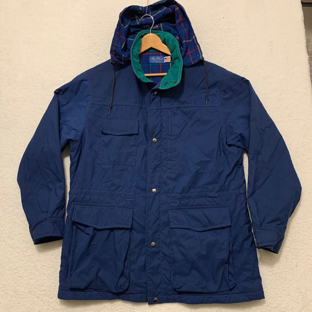 Vintage Pen West Pendleton Thinsulate Plaid Lined Mountain Parka Mens L USA Blue